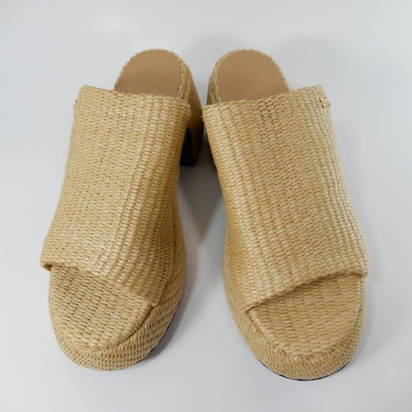 GANNI Butterfly Raffia Platform Mules Heeled Sandals Size 38 8 Natural NEW $425 - Picture 6 of 15